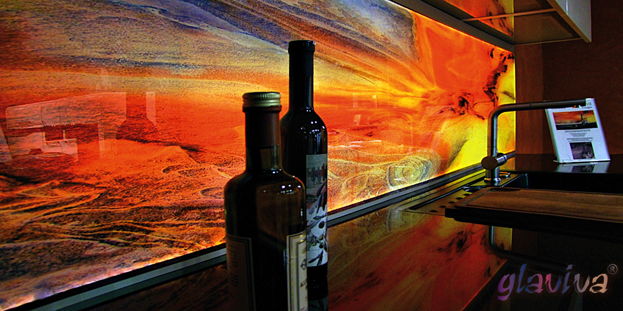 GLAVIVA - Exklusive Küchenrückwand aus Glas - Motiv The Wave - Digitaldruck auf Glas