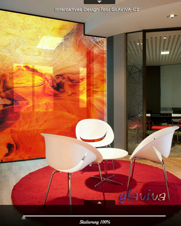 GLAVIVA ® GLAS-BEDRUCKUNG • Fotos - Ideen - Anregungen - Bilder - Beispiele als Design-Vorlagen zum Digitaldruck auf Glas • Fotodruck auf Glas von GLAVIVA ® Design und Digitaldruck auf Glas in der Architektur • Interaktives Glas-Design-Tool • Trennwand aus Glas 'Spiritual Wave'